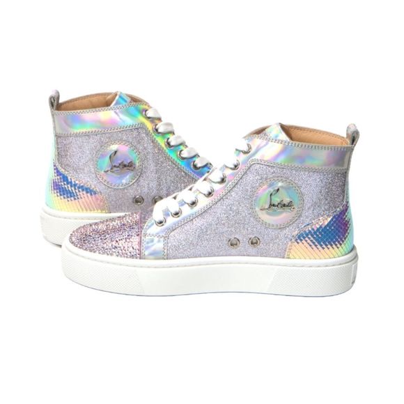 CHRISTIAN LOUBOUTIN Silver HighTop Crystal Studded Designer